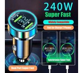 Cargador de coche USB súper rápido de 2 puertos para iPhone 14 Pro Max 13 12 11 Oneplus Huawei OPPO Samsung Xiaomi 240W adaptador de carga rápida Super Car Charger