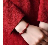 Pulsera unisex con borla ajustable y trenzada manual con diseño de calabaza y bendición del zodiaco chino, estilo étnico, correa de mano rojo vino