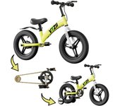 Bicicleta sin pedales para niños de 2, 3, 4, 5, 6 y 7 años, incluye pedal de freno, libro de entrenamiento, 12, 14 y 16 pulgadas, 2 en 1, bicicleta, rueda verde