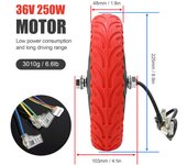 Reemplazo de rueda de Motor delantero de neumático de Motor de patinete eléctrico de 36V y 250W para patinetes eléctricos M365/Pro rojo