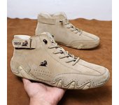 Botas de ante italianas hechas a mano con cierre, zapatos casuales de caña alta para hombres, zapatos de algodón, botas Martin de cuero con punta para hombres 48 negro
