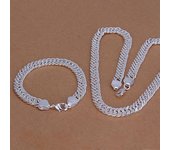 Plata de Ley 2925, abalorio de alta calidad a la moda para hombres, cadena de 10MM para mujeres, collar de 20/24 pulgadas, pulseras, conjuntos de joyería clásica 60cm and 20cm