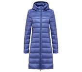Abrigo largo de invierno para mujer, con capucha desmontable, ligero, con cremallera invisible, informal, portátil, con bolsa XXXXXL negro