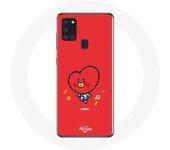 Coque pour Samsung Galaxy A21S BTS Bangtan Garçons BT21 TATA V Fond Rouge