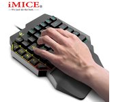 IMICE-teclado para videojuegos con una sola mano, miniteclado portátil retroiluminado RGB, controlador de juego ergonómico para PC, PS4, Xbox negro