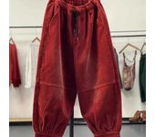 Pantalones casuales de pana de otoño para mujer, pantalones de farol de gran tamaño y muy holgados S café
