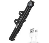 Lixada Mini bomba de aire eléctrica con manómetro USB recargable 120PSI ciclismo bicicleta mano aire negro