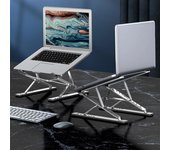 Soporte ajustable de aluminio para ordenador portátil, soporte de mesa para Macbook, tableta y portátil, almohadilla de refrigeración, bolsa de almacenamiento con soporte de Metal plegable para ordenador portátil gris
