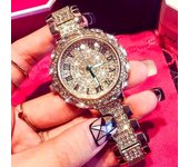 Reloj de cuarzo de acero inoxidable de lujo para mujer Reloj de pulsera de vestir de diseño brillante para mujer oro