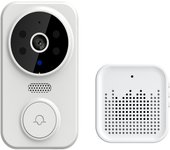 Timbre con vídeo inteligente, cámara inalámbrica HD, detección de movimiento PIR, alarma IR, timbre de puerta de seguridad, Wi-Fi blanco