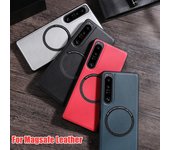 For Magsafe Funda magnética para Sony Xperia 1 10 5 IV Funda Magsafing de carga inalámbrica para Sony Xperia 1 IV 10 5 III Funda de cuero con sensación de piel a prueba de golpes Xperia 10 IV negro
