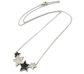 Les Trésors De Lily [P5044] - Collier Argent 'Etoile' noir blanc argenté (rhodié) negro
