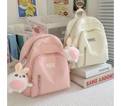 Mochila pequeña para niños, mochila para niñas, mochila escolar de color sólido color rosa