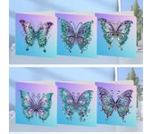 6 piezas de kits de tarjetas de agradecimiento de cumpleaños con pintura de diamantes de forma especial, tarjetas de felicitación de Año Nuevo con diamantes de Navidad para adultos y niños azul