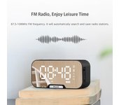 Despertador de superficie de espejo digital con altavoz BT, radio FM y pantalla de temperatura, alarmas duales blanco