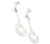 Les Trésors De Lily [I4224] - Boucles Argent 'Love' argenté (rhodié) - 33x14 mm plata