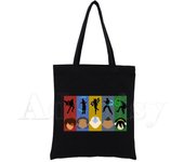 Avatar The Last Airbender Bolsa de Compras Imprimir Diseño Original Blanco Unisex Moda Viajes Bolsas de Lona Negro 24*26cm
