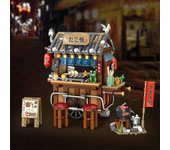 Bloques de construcción decorados con maquetas arquitectónicas para niños Takoyaki: Rompecabezas de juguete de tienda minorista de mercado nocturno