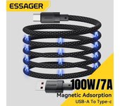 Essager Cable de carga rápida USB A tipo C 7A, Cable de datos antibobinado de succión magnética de 100W para Samsung OPPO Onplus Realme 1m blanco