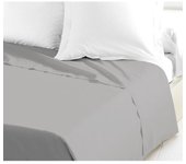 LOVELY HOME Drap Plat 100% coton 180x290 cm - 1 personne - Gris clair