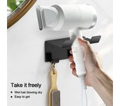 Soporte de metal para secador de pelo, estante de baño de pared, soporte para secador de pelo, herramienta de estilismo para baño plata