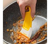 1 pieza, raspador de silicona para sartenes, espátula para limpiar platos, raspador para cuencos, raspador para platos, raspador antiadherente para limpieza de cocina, aparatos de cocina, accesorios de cocina amarillo