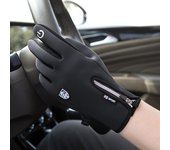 Guantes aislantes de lana con pantalla táctil, guantes térmicos a prueba de viento y nieve, guantes cálidos para deportes de invierno, esquí, montar en bicicleta XL negro