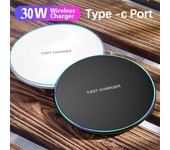 Base de carga inalámbrica de 30 W para iPhone 16, 15, 14, 13, 12 Pro Max, Samsung y Xiaomi, estación de carga rápida por inducción blanco