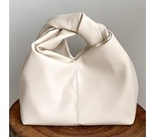 Bolso de mano de piel sintética con asa superior fruncida para mujer, bolso de mano con asa anudada, bolso de mano sencillo de color liso, bolso de viaje para mujer marrón