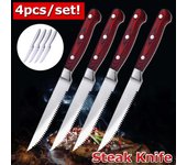 Juego de 4 cuchillos para carne Cuchillo multiusos de acero con hoja dentada Cuchillo para carne 4pcs plata