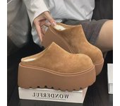 Pantuflas de plataforma retro para mujer, con suela gruesa de algodón, novedad primavera 2025 40