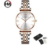 Hannah Martin Reloj de marca para mujer, reloj de pulsera de oro rosa para mujer, relojes de cuarzo de moda, relojes de pulsera femeninos de diseño clásico de lujo oro rosa