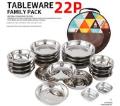 Juego de vajilla portátil de 22 piezas: Platos, cuencos y fuentes para acampar y hacer barbacoas al aire libre