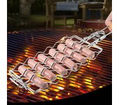 1PC Parrilla de barbacoa Red de parrilla Pescado a la parrilla Verduras Filete Salchicha Herramientas de camping para fiestas Bandeja de mano Extraíble Parrilla de barbacoa portátil plegable puro