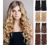 Clip largo y rizado de 24 pulgadas para mujer en extensiones de cabello, pieza de cabello sintético de alta temperatura, color negro y marrón 24inch