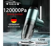 Motor sin escobillas original alemán 120000Pa 3 en 1 Aspirador inalámbrico Robot portátil para automóvil Mini aspirador antibacteriano para el hogar verde