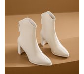 2024 Invierno Nueva Moda Puntiaguda De Cuero Prendas De Abrigo Con Cremallera Trasera Botas Desnudas Grandes Cómodas Botas De Mujer 34