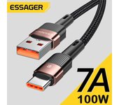 Cable USB Essager 7A tipo C para Realme Oneplus OPPO 100W Cable USB de carga rápida tipo C para Huawei P30 P40 Pro Samsung 1m marrón