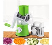 Cortador manual 3 en 1 de acero inoxidable para verduras, rallador giratorio de tambor multifunción, rebanador de fruta, patata y cebolla, herramienta de cocina, picador de alimentos rojo