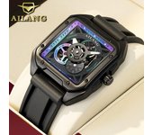 AILANG Nuevo Reloj Mecánico Automático Cuadrado Tendencia Esqueleto para Hombres Resistente al Agua