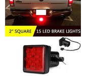 Luz de enganche de camión, 1 Uds., 12LED/15LED, luz de freno trasero para remolque, lámpara trasera de parada con receptor estándar cuadrado negro y rojo de 2 pulgadas 12 LED