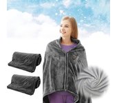 3 controladores de calor, chal cálido de franela Coral, capa de manta calefactora para invierno, manta calefactora para regazo, manta calefactora eléctrica gris