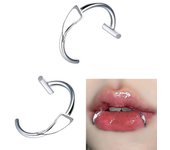 Anillos labiales con colmillos de vampiro, joyería sin piercing, de acero inoxidable, con clip, joyería exagerada para fiestas y cosplay.