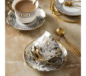 Taza y plato de café de estilo europeo, juego de dos piezas de Taza de cerámica de lujo Retro, taza de agua, taza de té de flores, taza para leche