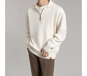Suéter de punto de manga larga con solapa tipo polo para hombre, nuevo, de otoño e invierno, combinable con todo M negro