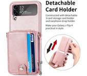 Para Samsung Z Flip4 Funda plegable tipo billetera de cuero para Samsung Galaxy Z Flip4 Flip 3 Flip3 Flip 4 funda de teléfono anticaída for Samsung Z Flip 3 púrpura