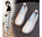 Zapatos suaves de cuero genuino íntegro, zapatos planos para mujer, nuevos zapatos cómodos de suela suave para primavera, zapatos casuales de moda para mujer 35 albaricoque