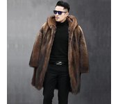Abrigo de piel de invierno para hombre, abrigo largo con capucha de piel sintética de visón entero, abrigo cálido de piel informal suelto grande 6XL