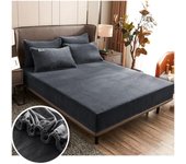 Sábana ajustable de 5 tamaños diferentes, banda elástica de franela de Color sólido, funda protectora de colchón, colcha de terciopelo, ropa de cama 90x200x20cm