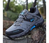 Zapatos de senderismo de caña baja de cuero y terciopelo de gran tamaño para hombre: antideslizantes y resistentes al desgaste para otoño e invierno 8517, 47, without velvet gris